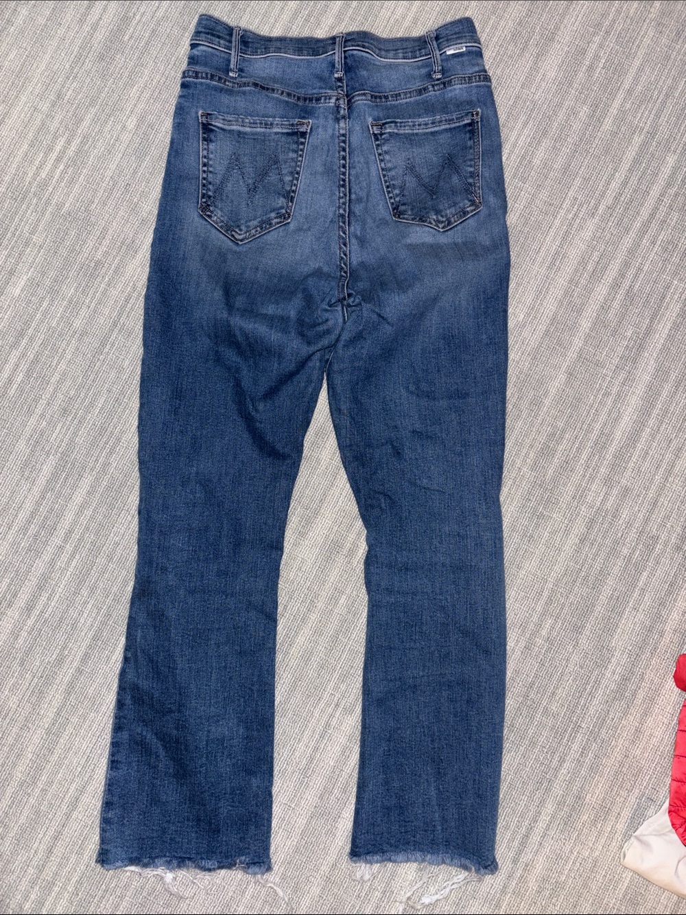 MOTHER Hustler Medium Wash Cropped Bootleg-Leg Jeans - Blue